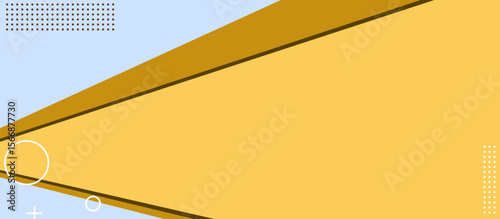 Minimal Abstract Illustration with Pale Peach Triangle, Brown-Gold Outline, Plus Symbol, and Light Circles on Blue Background — Geometric Composition with Dotted Texture Elements