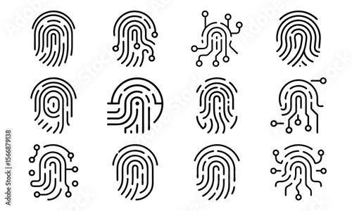 Collection of fingerprint icons representing security and technological authentication concepts