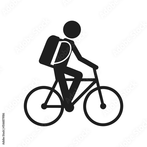 Person riding bicycle with backpack cycling transportation