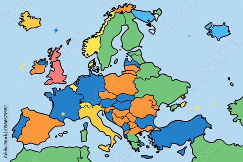 Colorful European Union Countries Map european union map european countries
