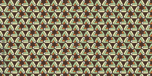 Seamless pattern motif three triangles with brown background