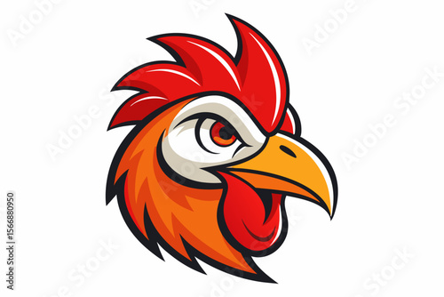 Fierce rooster head vector illustration chicken bird