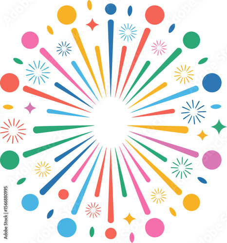 Colorful firework burst illustration, festive celebration background, party event design, cheerful explosion, holiday vector art