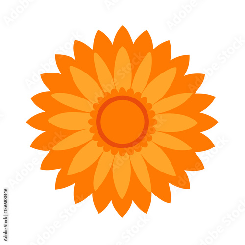 Vector icon of an orange flower, symbolizing autumn and seasonal beauty. Isolated on a transparent background