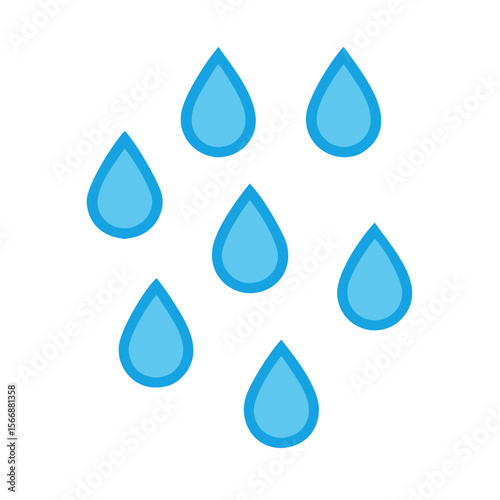 Vector icon of blue raindrops, symbolizing autumn and rainy weather. Isolated on a transparent background