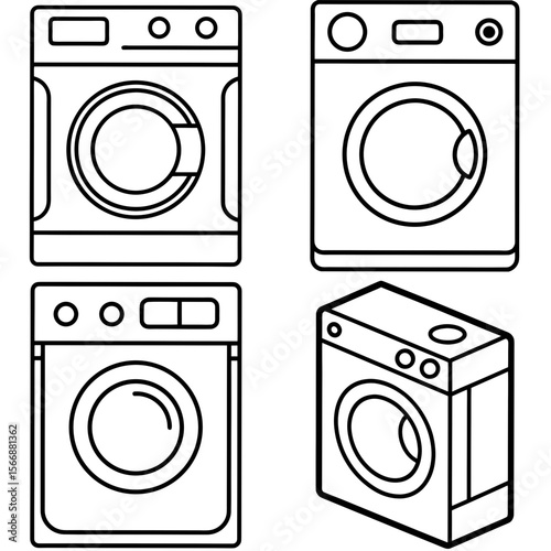 Washing Machine Outline Icon - Home Appliance Laundry Coloring Page