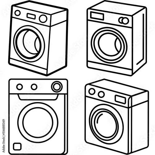 Washing Machine Outline Icon - Home Appliance Laundry Coloring Page