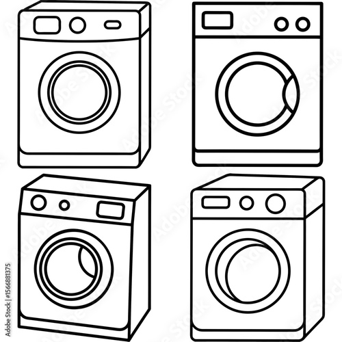Washing Machine Outline Icon - Home Appliance Laundry Coloring Page