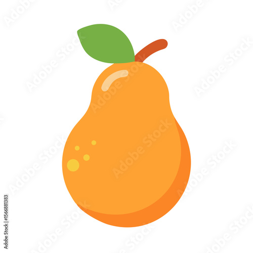 Colored vector icon of an orange pear, symbolizing autumn harvest, seasonal fruit, and healthy eating. Isolated on a transparent background