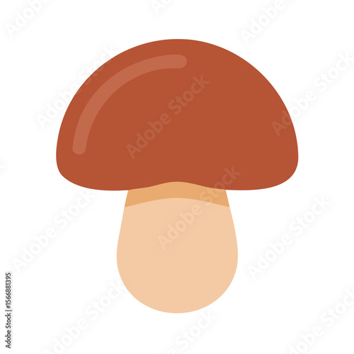 Vector icon of a brown mushroom, symbolizing nature, autumn forest, and edible fungi. Isolated on a transparent background