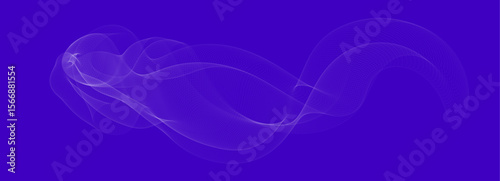 Abstract 3D flowing wave mesh on a vivid blue background. Futuristic digital landscape with smooth curves, wireframe grid lines, and fluid motion. Minimalistic and modern technology-inspired visual 