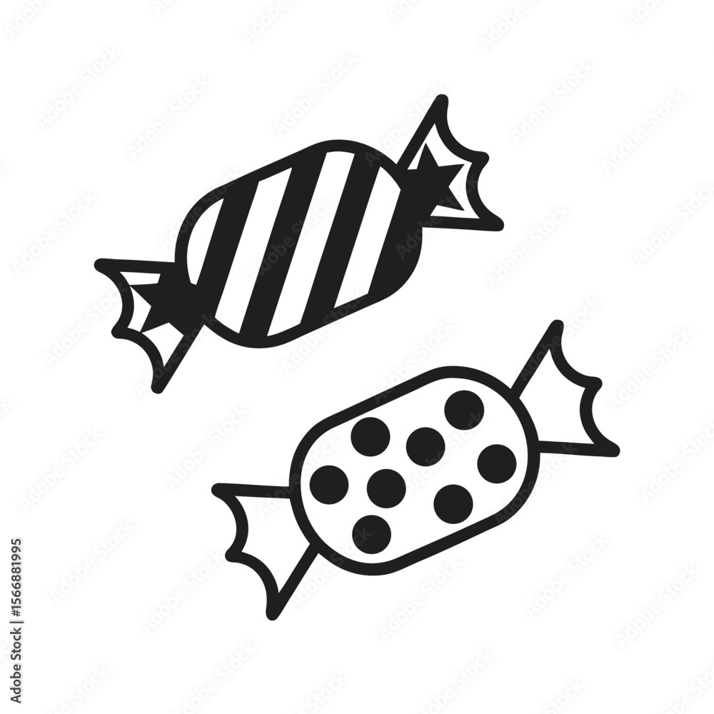 Fototapeta premium Two wrapped candies with patterns candy sweet