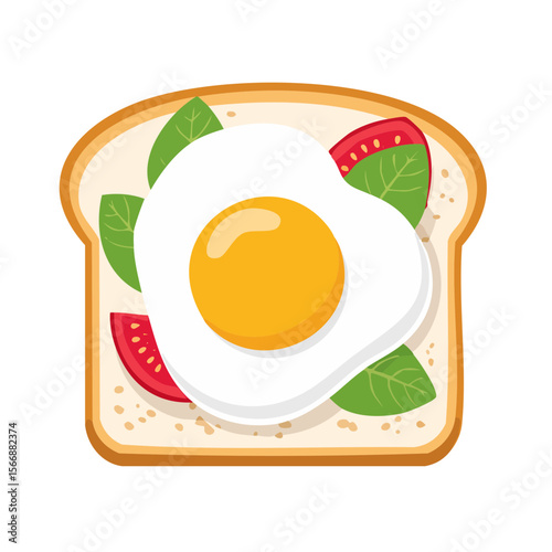 Fried Egg on Toast  Icon Isolated on a Transparent Background 