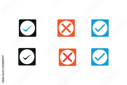 checkmark and X mark icon. check and uncheck icon vector. validation icon vector. for apps and websites.