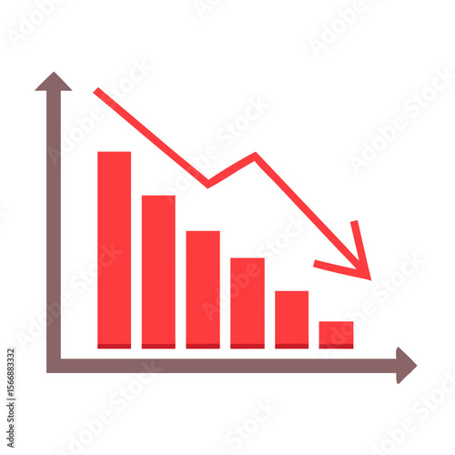 Red Arrow Graph Showing Business Loss – Stock Market Downfall and Investment Decline Icon

