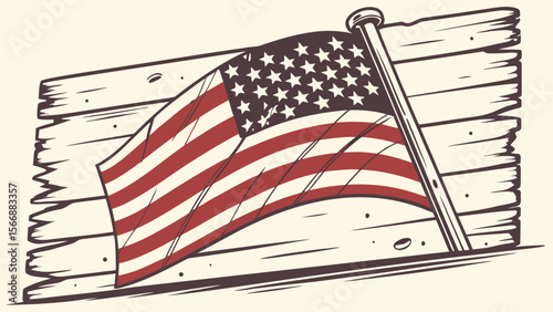 Waving American flag: a patriotic symbol of freedom for the USA, featuring red and white stripes with blue stars