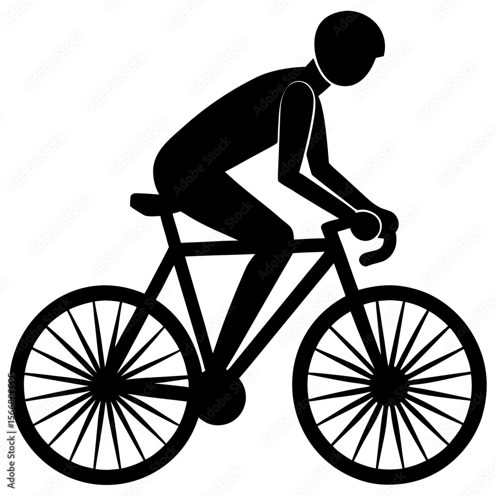 Obraz premium A person cycling on a bicycle, isolated on white background