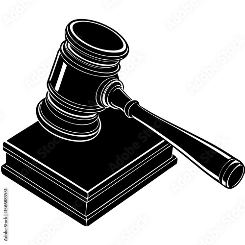 A gavel on a book, isolated on white background