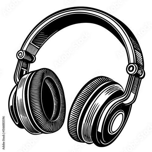 A pair of stylish vintage headphones, isolated on white background