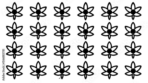 set of black and white flowers