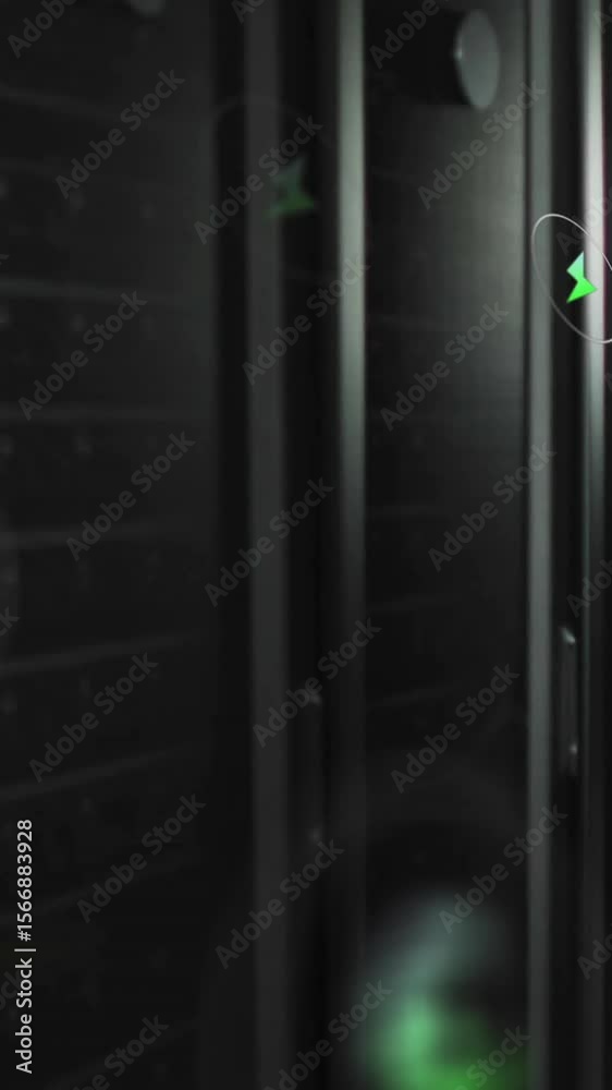 Animation of eco icons and data processing over computer servers Animation of eco icons and data processing over computer servers