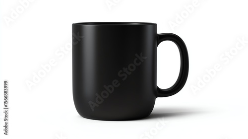 a matte black ceramic coffee mug, realistic finish, no logo or texture, isolated on white background