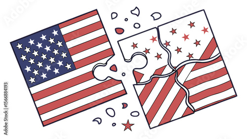 Fourth of July background with waving American flag, a patriotic symbol of independence and freedom