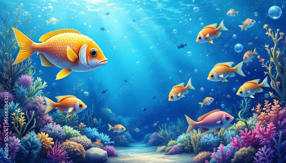 Fototapeta premium fish underwater colorful illustration 