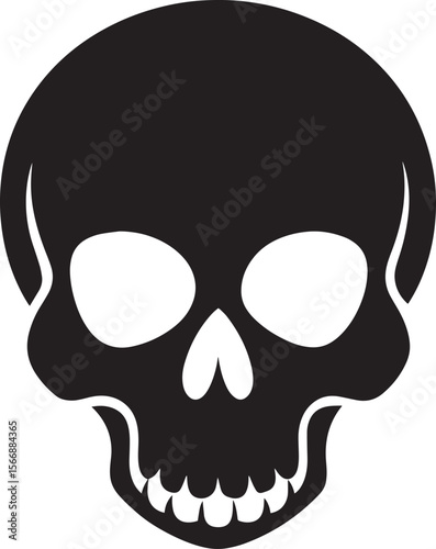 Silhouette of a skull: A stark and minimalistic high-contrast image of a skull, rendered in a bold black and white. This iconic symbol of mortality and introspection takes center stage.