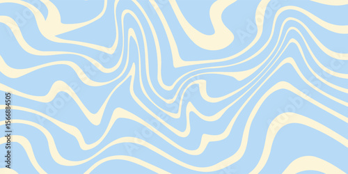 Abstract horizontal background with colorful waves. Trendy vector illustration in style retro 60s, 70s. Pastel colors