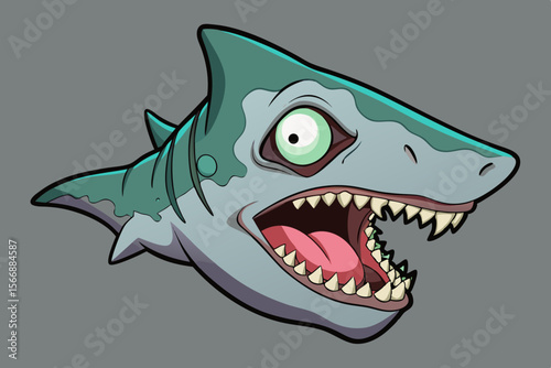 Undead shark head vector illustration zombie monster