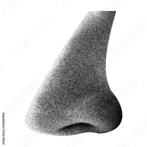 Human nose from side stipple effect , dotted pop art style. Vector illustration of vintage grunge punk crazy art templates