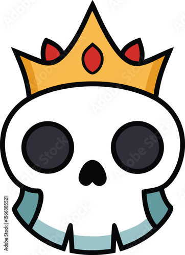 Skull with Crown: A cartoonish skull adorned with a regal crown. This illustration suggests power, authority, or even a touch of whimsy.