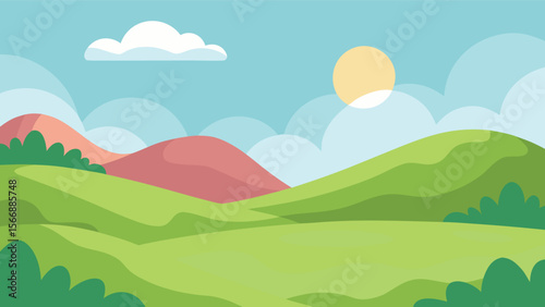 Serene mountain landscape silhouette with rolling hills under a clear sky