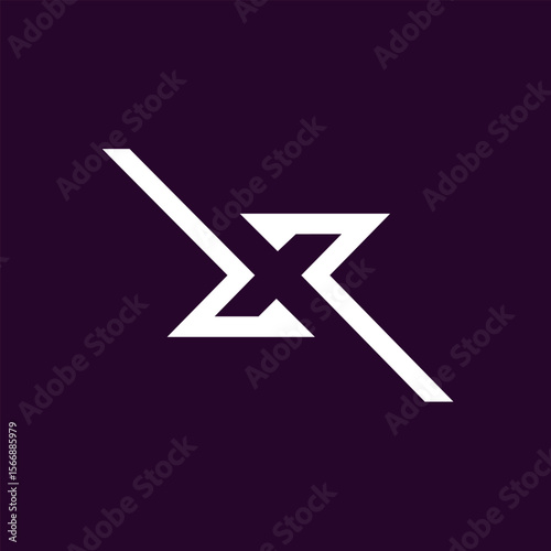 Letter X negative space line art with arrow logo