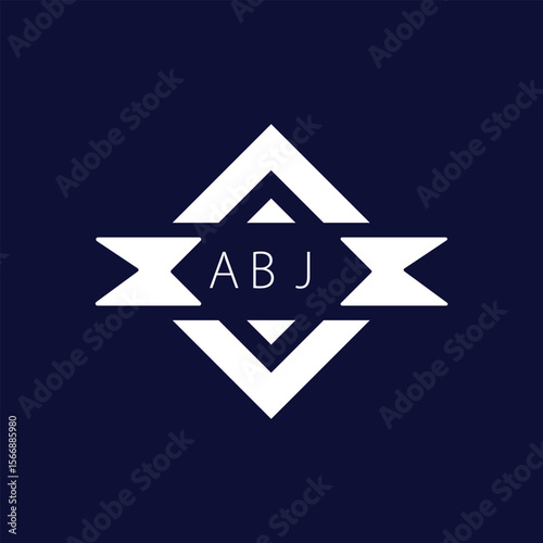 Modern Geometric Logo with ABJ Text on Dark Blue Background
