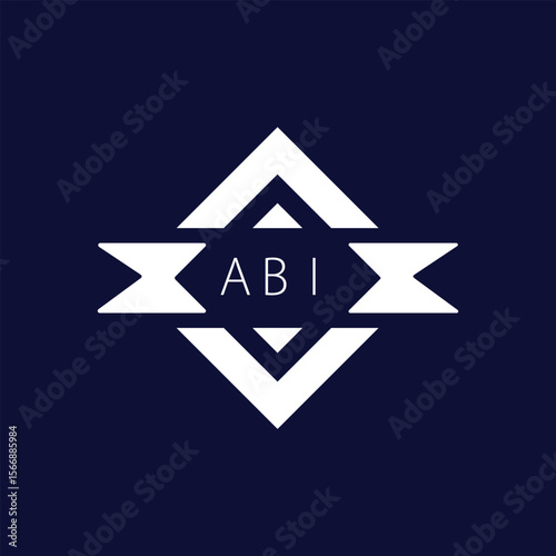Modern Geometric Logo with ABI Text on Dark Blue Background