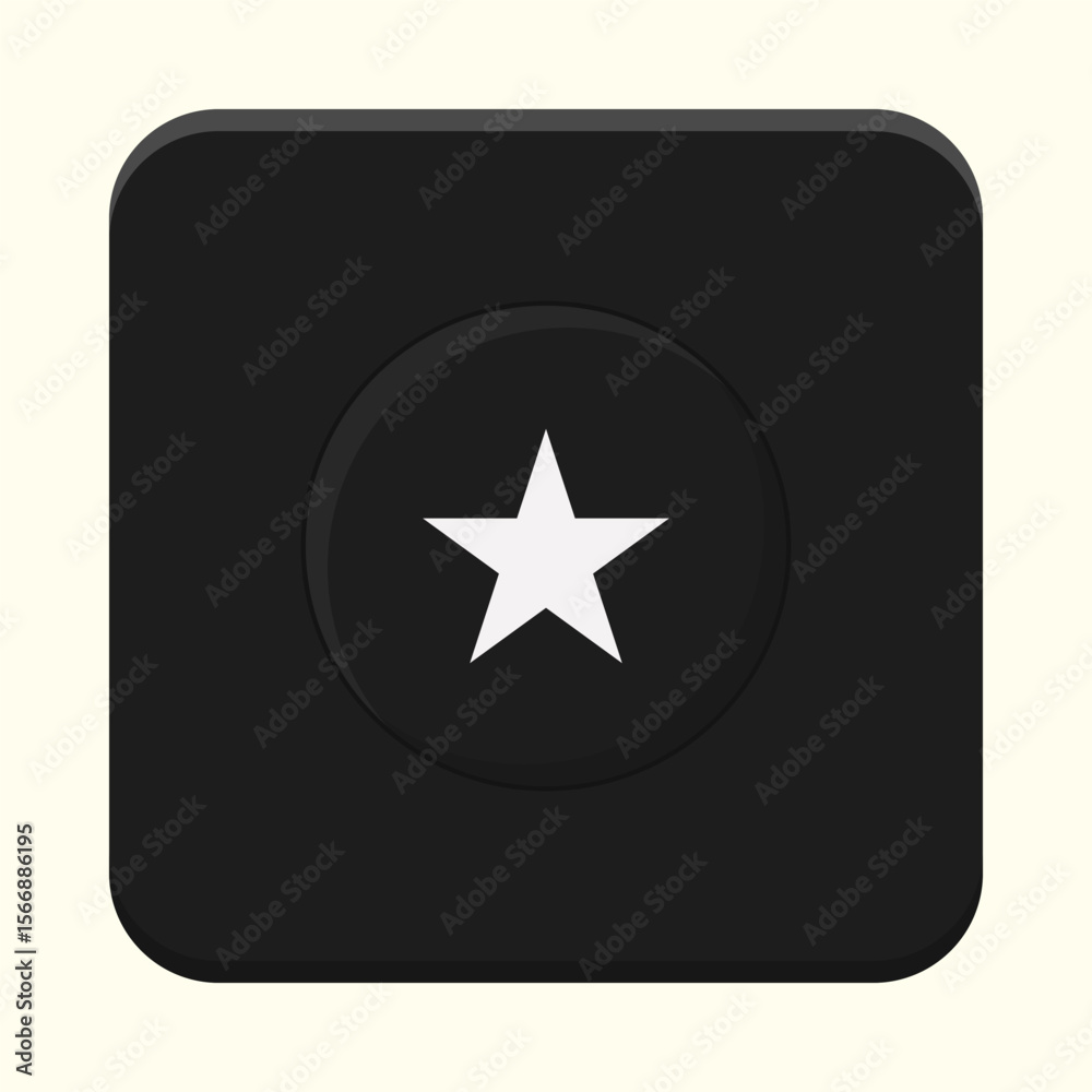 Star icon on metal internet button. Black star app icon Star icon on metal internet button. Black star app icon