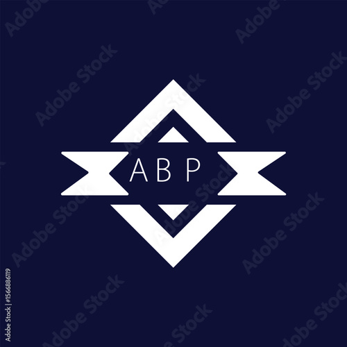 Modern Geometric Logo with ABP Text on Dark Blue B