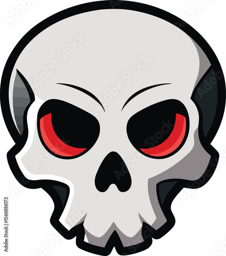 Sinister Skull: An artistically rendered human skull, depicted with striking red eyes, evokes a sense of danger, mystery, and the unseen.