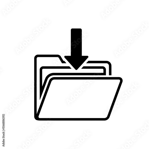 An arrow pointing down into a data folder icon
