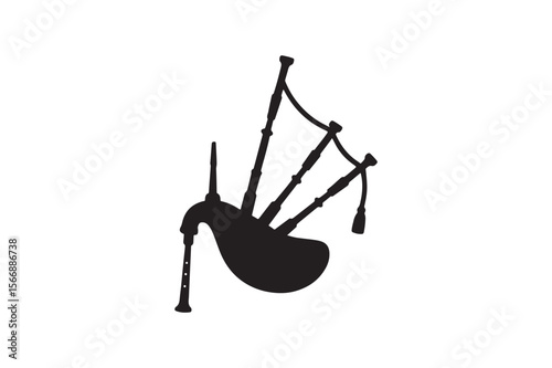 bagpipes silhouette vector art illustration on white background