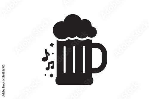 beer mug silhouette vector art illustration on white background