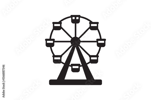fairground wheel icon silhouette vector art illustration on white background