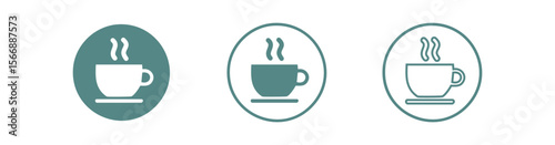 Coffee cup icon set. Cups of coffee tea collection. Hot drink icon. Disposable cup. Minimalist black coffee cup icon with steam, perfect for branding, menus, or digital products.