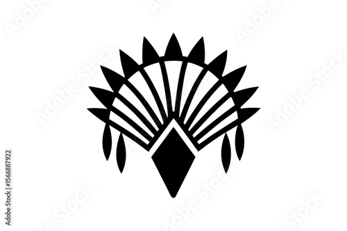 Tribal Headdress Icon Feather Headgear Symbol Vector