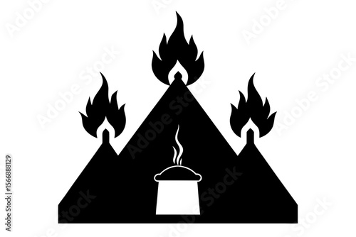 Burning House Fire Flame Smoke Icon Silhouette