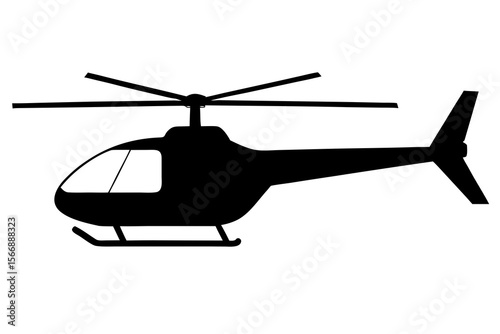 Black Helicopter Silhouette Icon Illustration