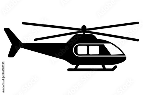 Helicopter Silhouette Vector Icon in Black