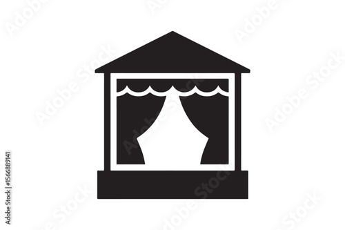 outdoor theater stage silhouette vector art illustration on white background